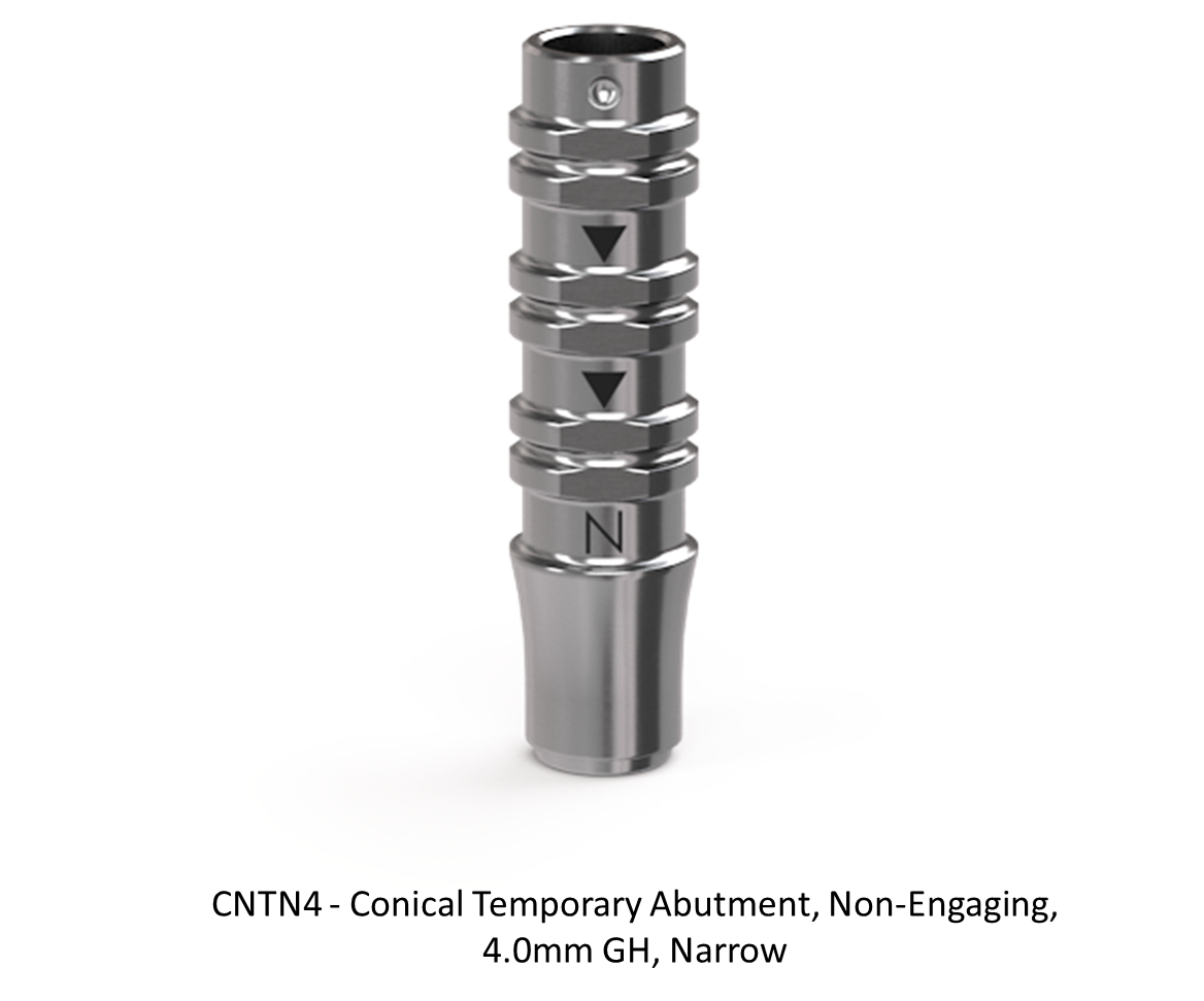 CONICAL TEMPORARY ABUTMENT, NON-ENGAGING, 4.0MM GH, NARROW