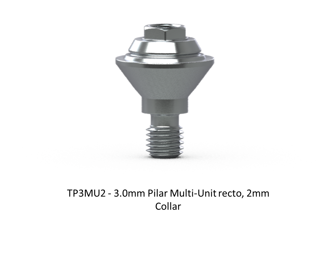 3.0MM PILAR MULTI-UNIT RECTO, 2MM COLLAR