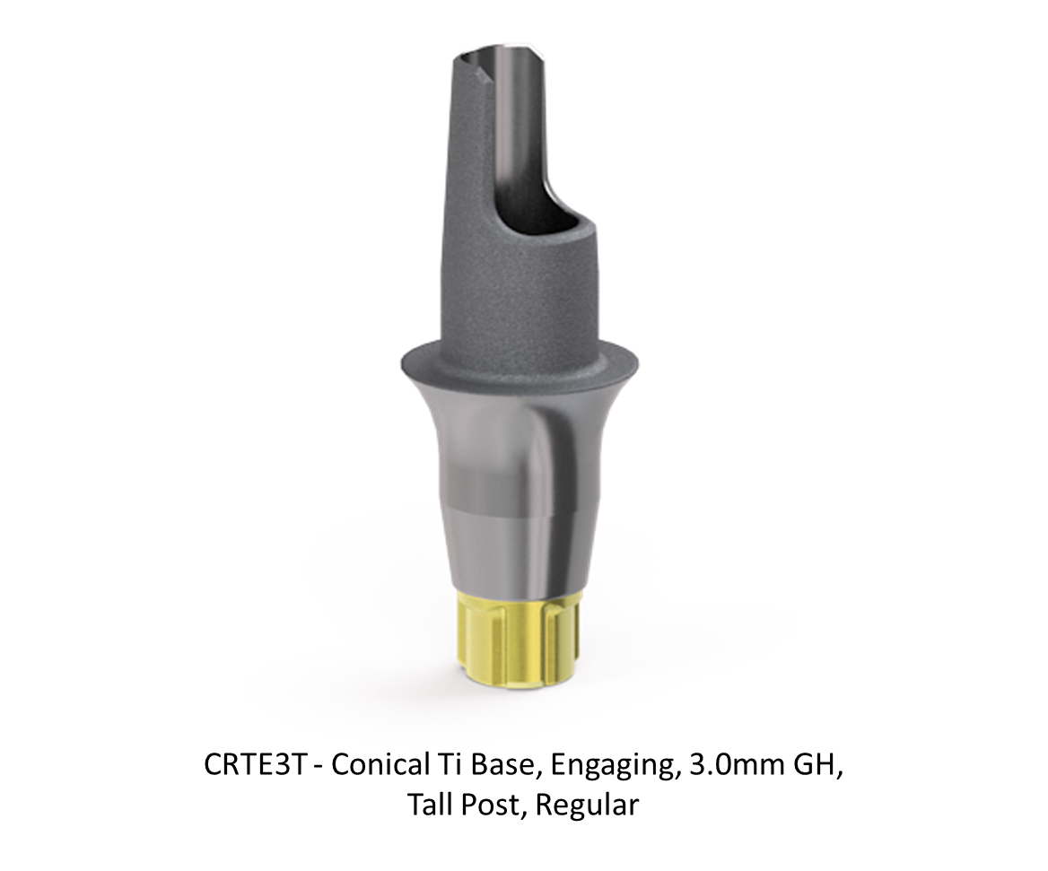 CONICAL TI BASE, ENGAGING, 3.0MM GH, TALL POST, REGULAR