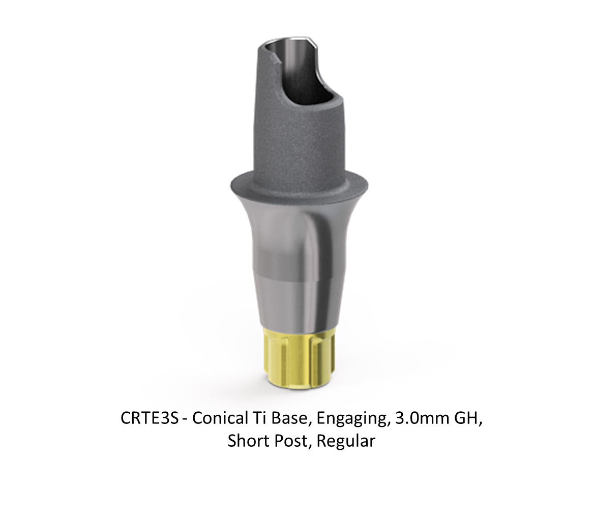 CONICAL TI BASE, ENGAGING, 3.0MM GH, SHORT POST, REGULAR