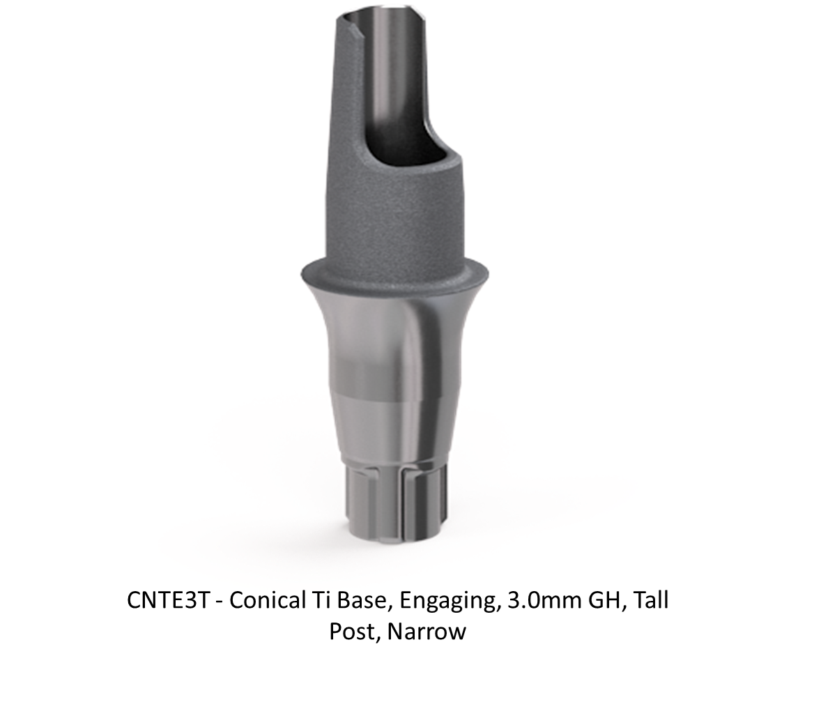 CONICAL TI BASE, ENGAGING, 3.0MM GH, TALL POST, NARROW