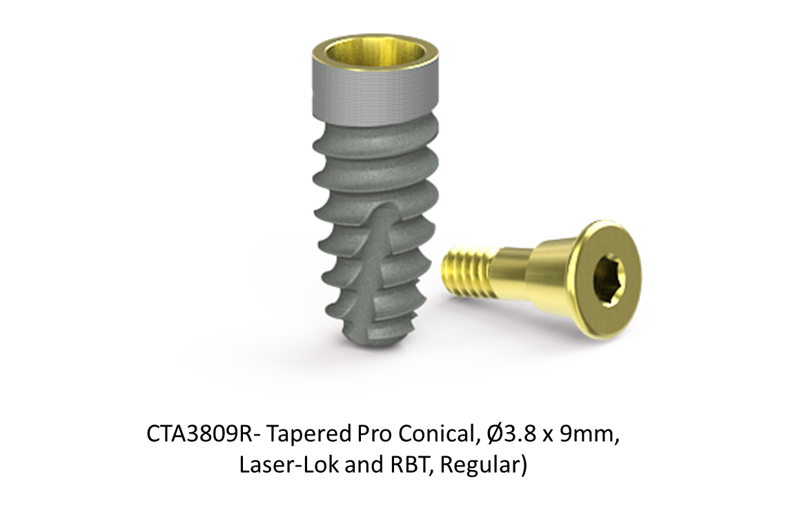 TAPERED PRO CONICAL, Ø3.8 X 9MM, LASER-LOK AND RBT, REGULAR