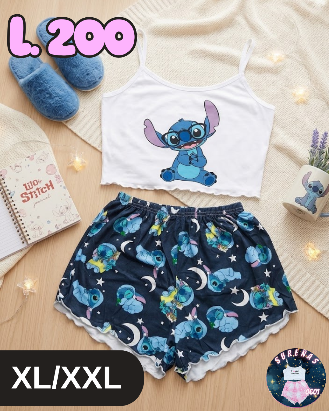 TALLA XL PIJAMA STITCH NOCHE ESTRELLADA