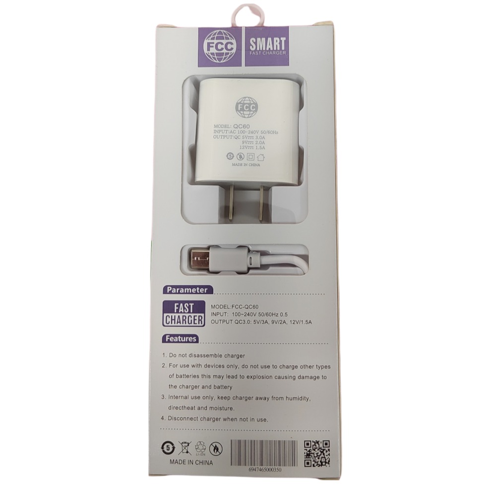 Cargador Tipo C FCC QC60