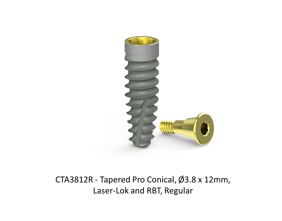 TAPERED PRO CONICAL, Ø3.8 X 12MM, LASER-LOK AND RBT, REGULAR