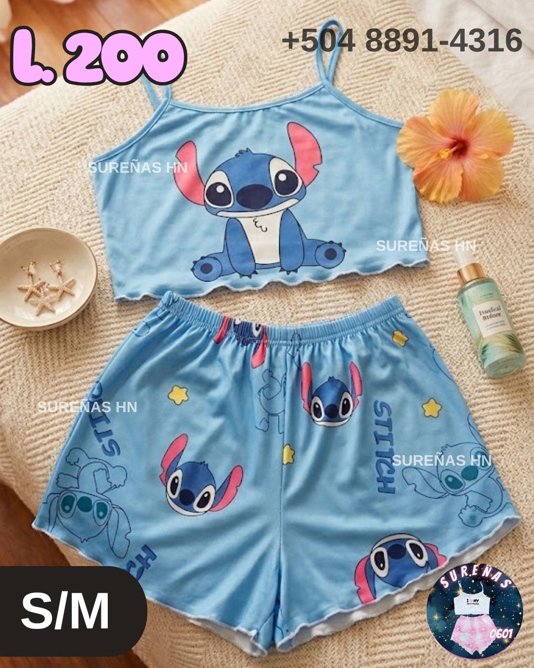 TALLA S/M PIJAMA STITCH AZUL
