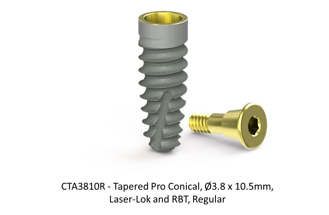 TAPERED PRO CONICAL, Ø3.8 X 10.5MM, LASER-LOK AND RBT, REGULAR